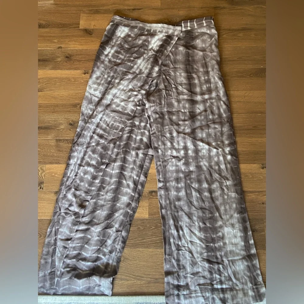 ZARA Flowy Wide Leg Wrap Pants Linen Tie Dye Hi Rise 3046/063 New - Picture 2 of 5